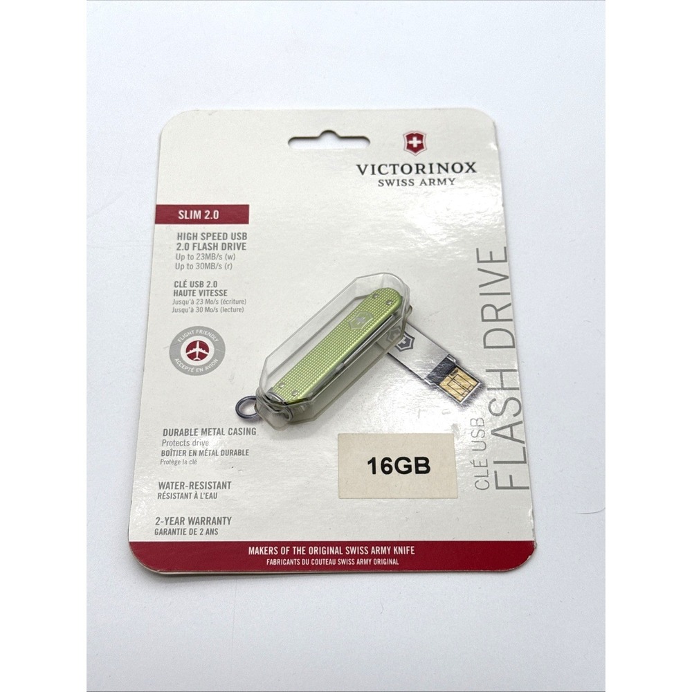 Victorinox Swiss Army Slim 2.0 16GB USB Flash Drive Green Alox 4.6171.24G16US1⁠